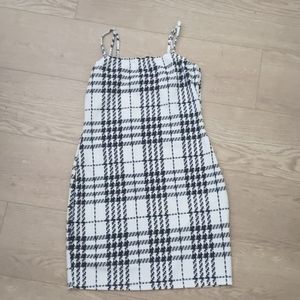 White and black checkered dress